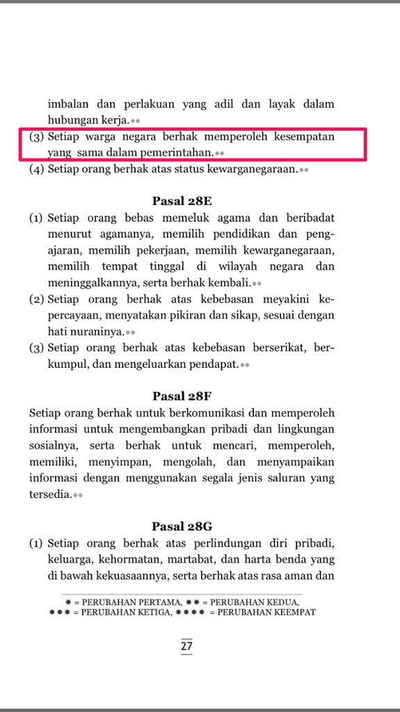 jonathanend's tweet photo. Menurut UUD 1945, stiap WN apapun agamanya bisa jd pemimpin pemerintahan kok. 

Atau situ mo ganti UUD 1945 dgn kitab suci sbg dasar negara? https://t.co/5iDYGU4pKc
