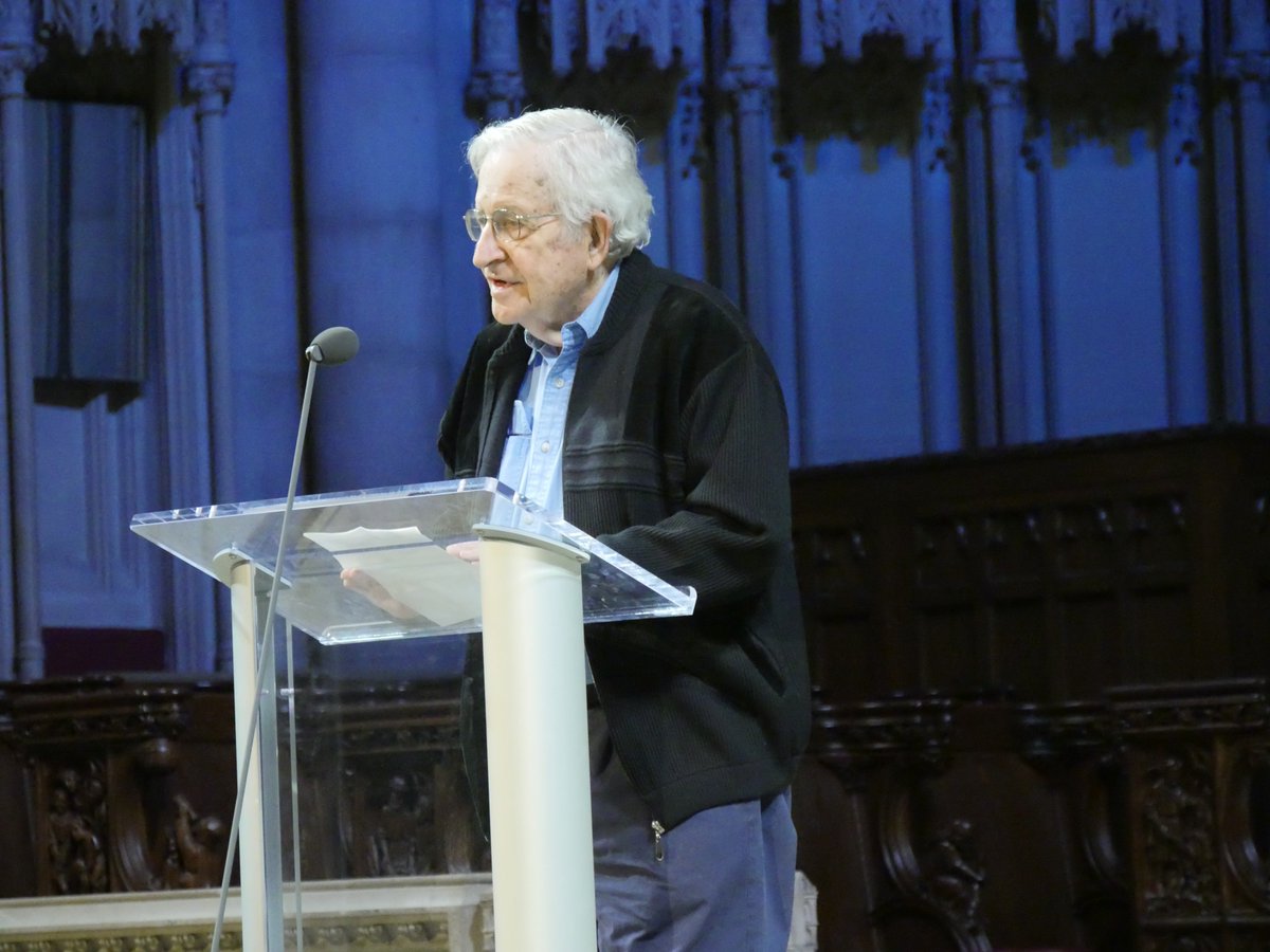 democracynow's tweet photo. Noam Chomsky: "The threats we now face are the most severe that have ever arisen in human history. They are literal threats to survival" https://t.co/D9Cvjj6tjO