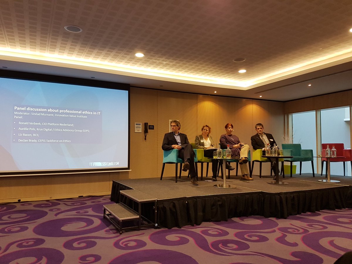 ITprofEU's tweet photo. The #ethics panel is ready for questions. What do you want to know? #ITProfConf16 https://t.co/zS6RcYREbz