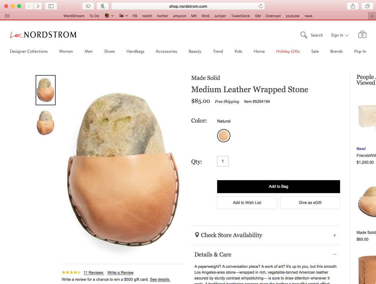 Advil's tweet photo. nordstrom is selling a rock for $85…. a literal rock. the reviews are glorious https://t.co/YqmbMQaJuW