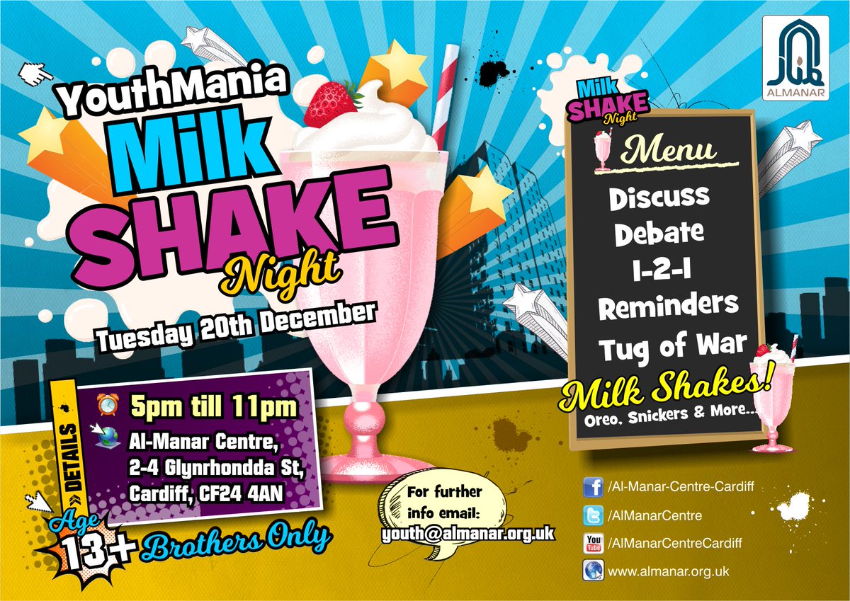 Milkshake night at Al-Manar Centre this month!

You in? Drop us an e-mail