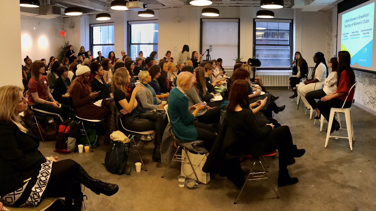 Inspiring panel discussing "The Rise of the Women's Clubs" w/ <a href="/audreygelman/">Audrey Gelman</a> @newwomenspace <a href="/anthoniaa/">Anthonia Afariogun</a> <a href="/LMHQ_NYC/">LMHQ</a> #WomensBreakfast