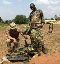 BlackCats579's tweet photo. Sappers from 101 Engineer Regiment are helping Nigerian soldiers defeat IEDs laid by Boko Haram. #Ubique579 https://t.co/T28Uju6sTz https://t.co/WKGGgrsjqr