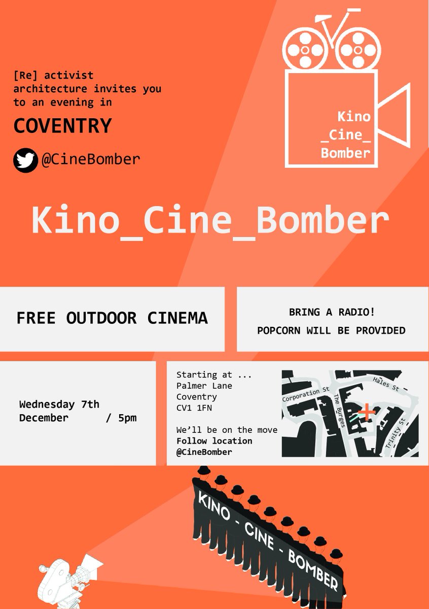 CineBomber's tweet photo. The Kino Cine Bomber will be coming to #Coventry on Wednesday! Come along for a free film and popcorn! https://t.co/BDQexcPwnQ