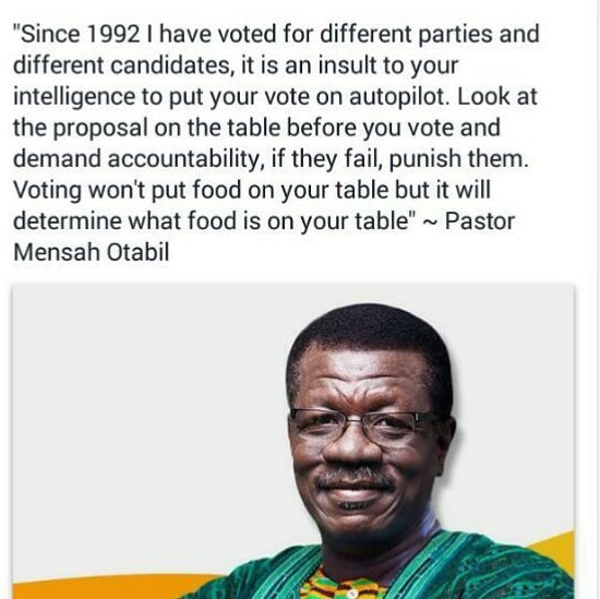 AmeyawDebrah's tweet photo. Voting won't put food on your table but it will determine what food is put on your table #GHelections #ghanadecides https://t.co/puK5m6Kbes
