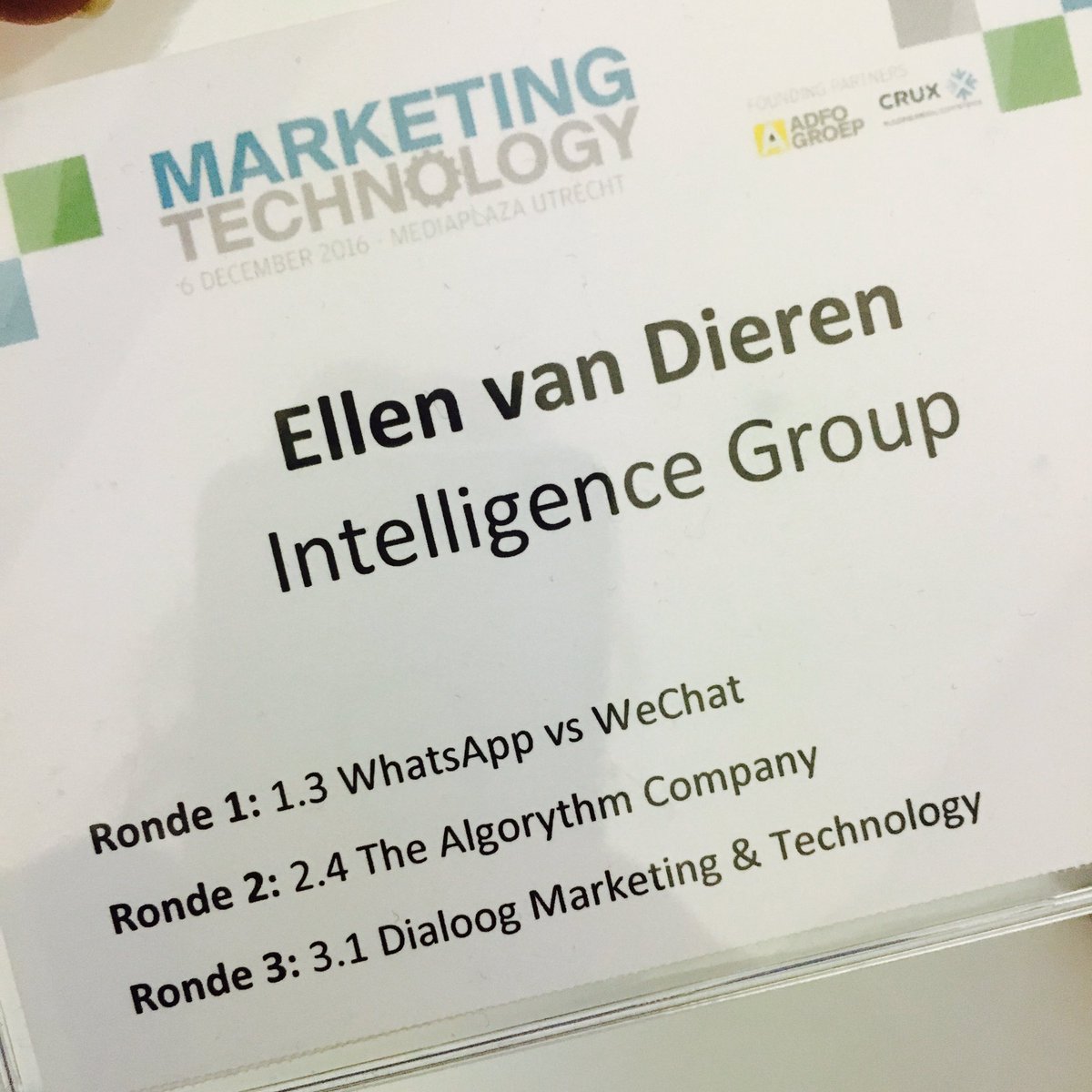 EllenvDieren's tweet photo. Tijd voor inspiratie tijdens breakout rondes @ marketing technology #Martech2016 https://t.co/jmquXfNA7a
