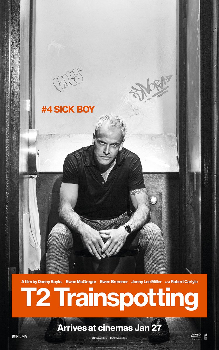 Film4Production's tweet photo. Jonny Lee Miller is back as Sick Boy in T2 Trainspotting. Catch it in UK cinemas from January 27th. https://t.co/A87oNbfAkZ