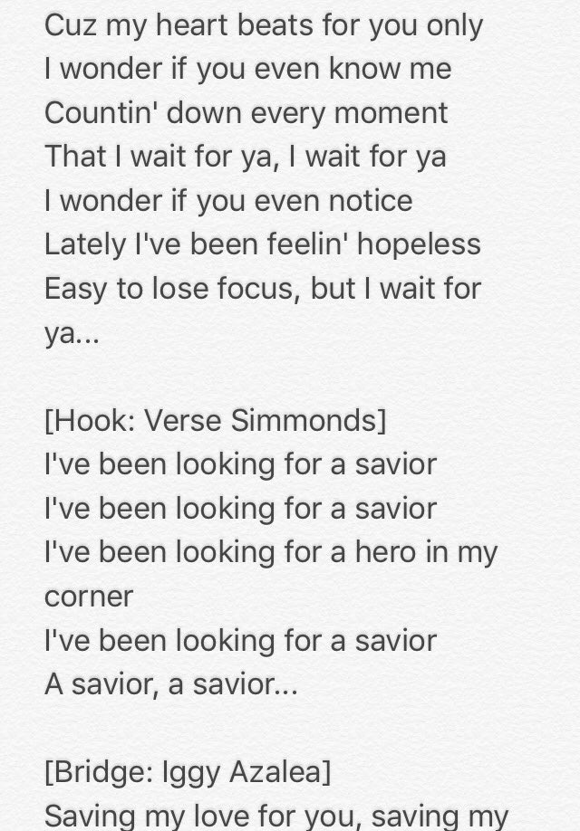 IAGermany's tweet photo. Here are the lyrics for the leaked song from DD its called 'Savior' by @iggyazalea ft. @VerseSimmonds 🔥 https://t.co/5BbWyC6p4J