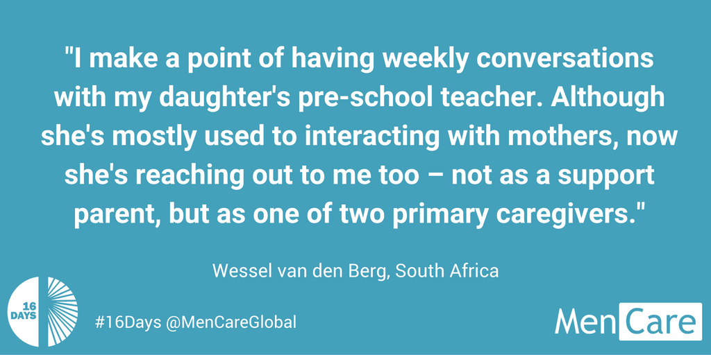 For #16Days of Activism, Wessel van den Berg of <a href="/SonkeTogether/">Sonke Gender Justice</a> demonstrates one crucial way fathers can be fully engaged as caregivers.