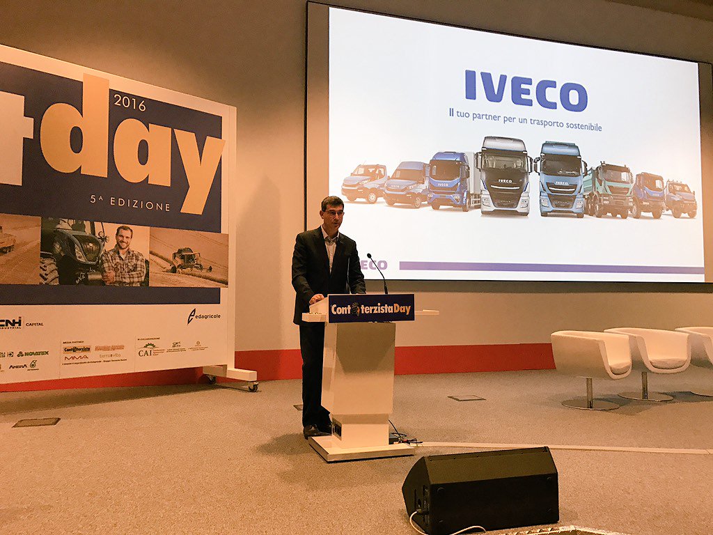 Contoterzista's tweet photo. Su facebook la diretta dell'intervento di Mihai Radu Daderlat Business Director Mercato Italia IVECO al #CTDay2016 https://t.co/aplxROueWU