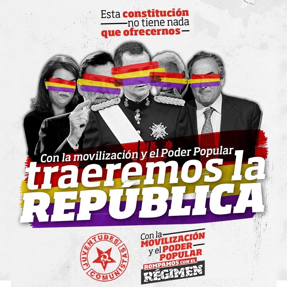 UJComunista_'s tweet photo. Esta Constitución no tiene nada que ofrecernos...
¡Con movilización y poder popular traeremos la #República!

#RompamosConElRégimen💪✊ https://t.co/YOfgLniHYx