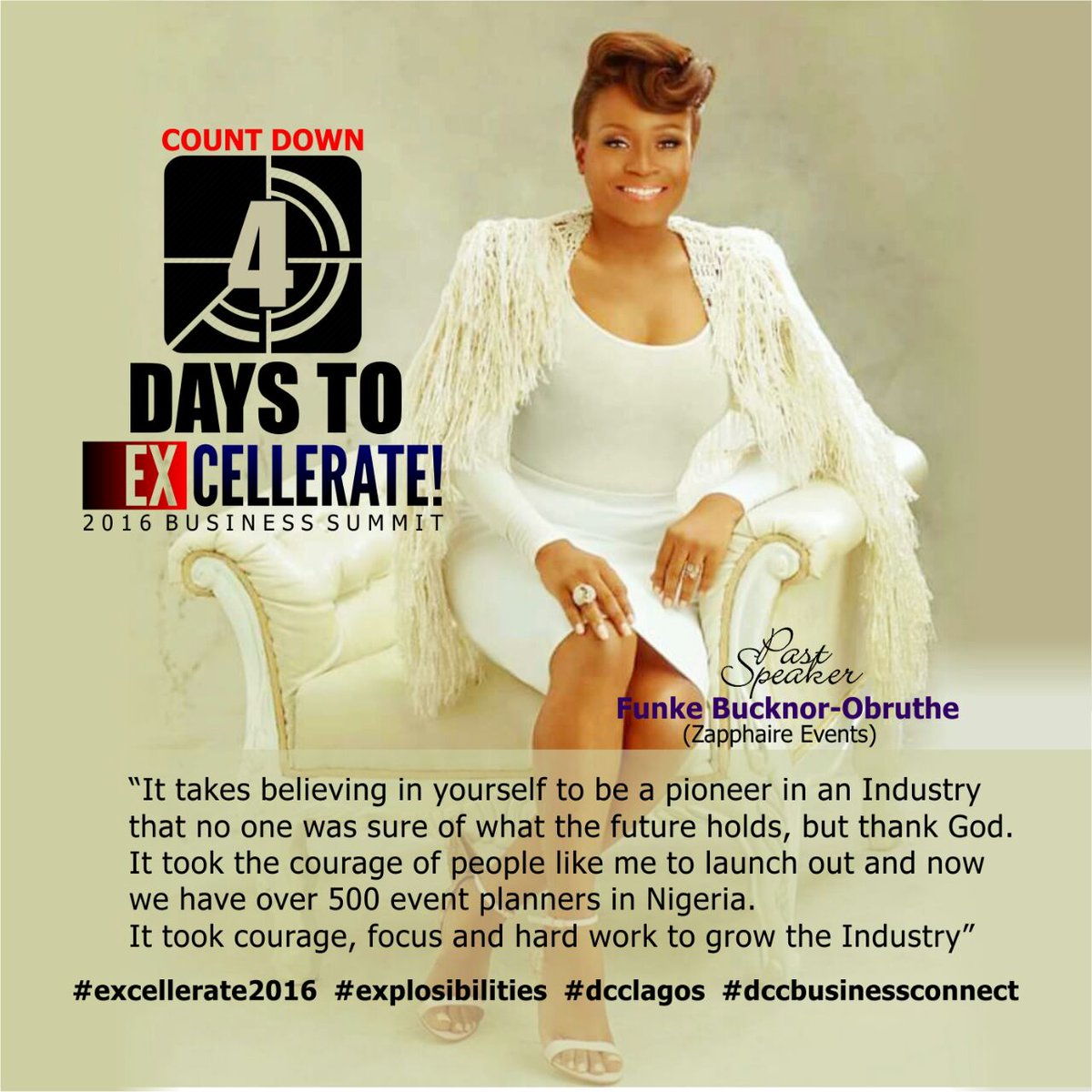 dcclagos's tweet photo. The countdown begins...
Don't miss this year's Excellerate business submit!
#excellerate2016 #explosibilities #dccbusinessconnect
#countdown https://t.co/IFvNWmFj2l