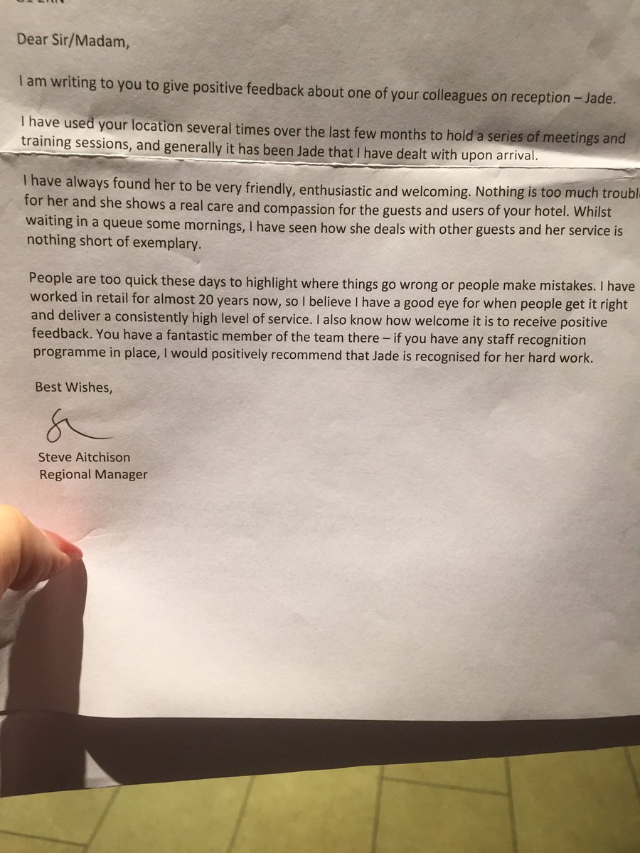 Lovely bit of guest feedback about the amazing #jade 😍 #awesome #piwow #BG <a href="/placemadebyyou/">A Place Made By You</a> <a href="/brillbegin/">Stephen</a>