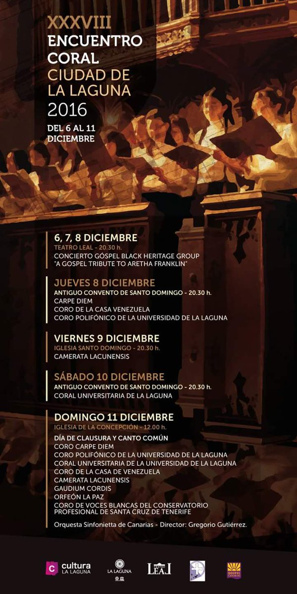 lacunensis's tweet photo. Y lo próximo,una cita obligada.'Encuentro Coral Ciudad de La Laguna'.El viernes 9 a las 20.30h en la Iglesia de Sto. Domingo.  Te esperamos. https://t.co/b1rDCk2VdE