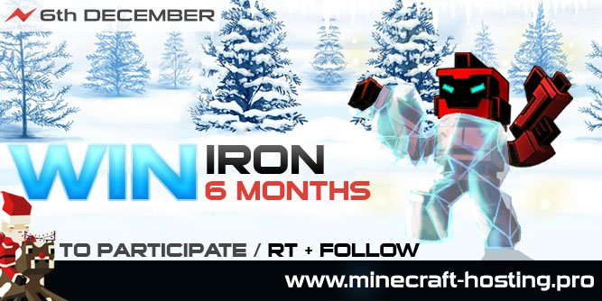 MCHostingPro's tweet photo. 🌟 For the 6th December... 🌟

🎁 Win IRON for 6 MONTHS ! 🎁

➡️ Rt &amp; Follow

Winner will be announced tomorrow ! https://t.co/rsJUQPbpJn