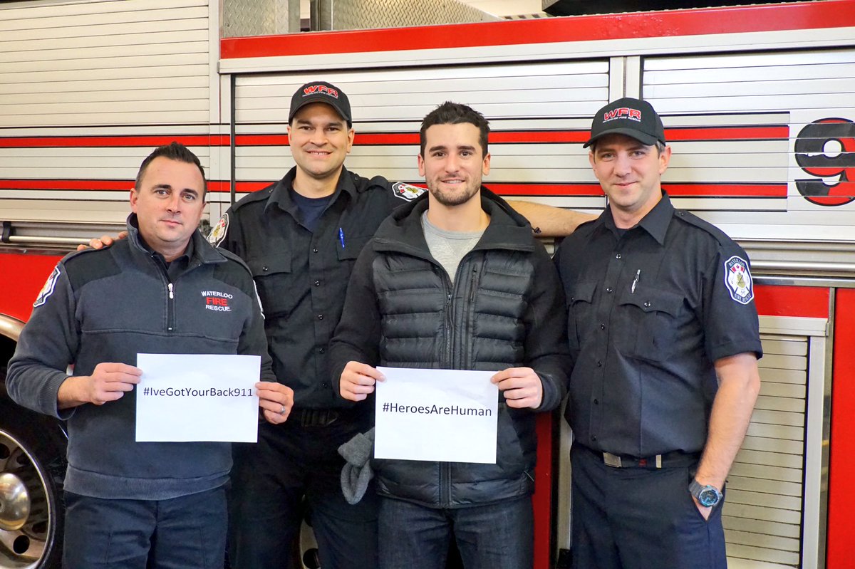 Important campaign started by <a href="/OHLHockey/">Ontario Hockey League</a> player <a href="/Grima_Nick/">Nick Grima</a>  supporting first responders with PTSD #IveGotYourBack911 <a href="/Waterloo_Fire/">Waterloo Fire Rescue</a>