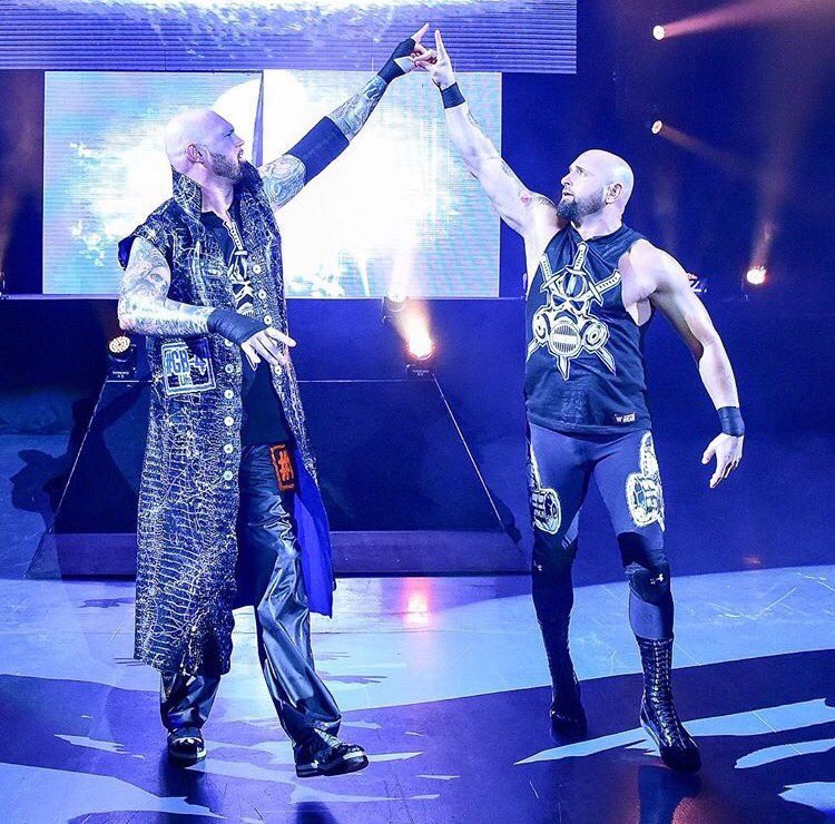 MachineGunKA's tweet photo. Just a couple of cowboys/heartthrobs  walkin to the ring..
#Bulletclub https://t.co/Akdc5C5dsf