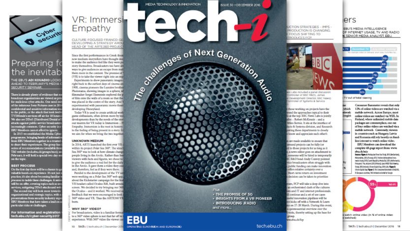 EBU_Tech's tweet photo. Hot off the digital press! Download issue 30 of tech-i from @EBU_Tech #5G #audio #dotRadio #VR https://t.co/RriDRE2psq @EBU_HQ https://t.co/PZheOpvJ02