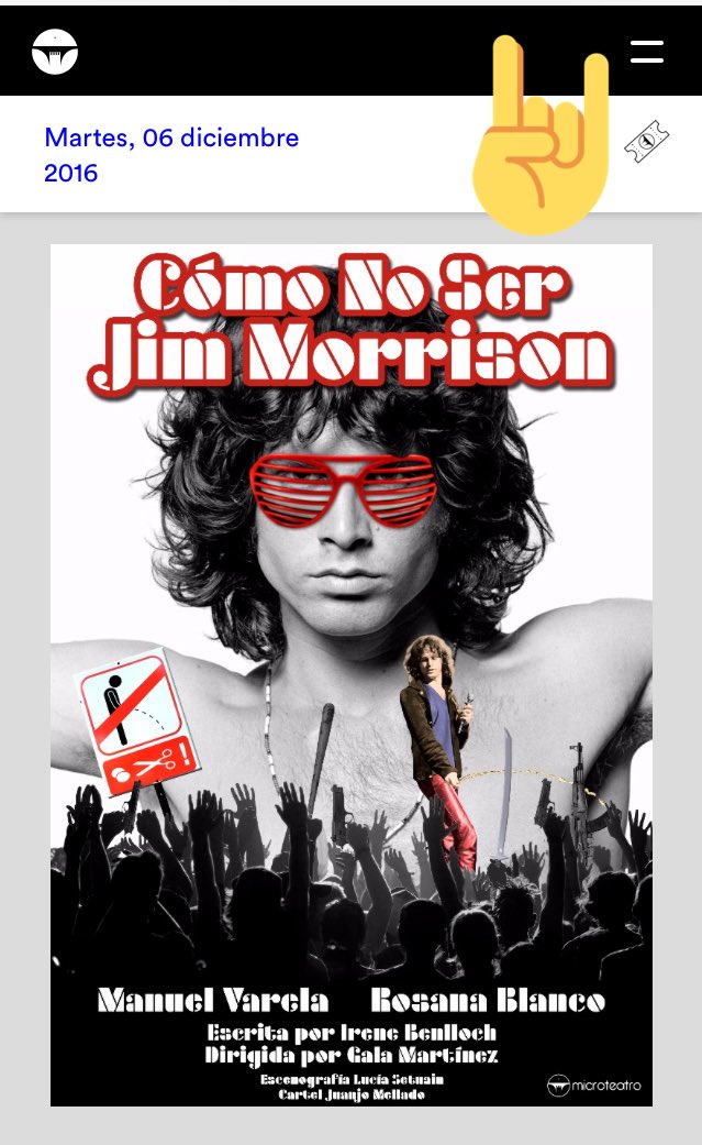 KazumboTeatro's tweet photo. Hoy también tenemos plan para los mayores :) En @microteatro de 20h a 22h Cómo no ser #JimMorrison #MicroJim https://t.co/32P0oMRIZE https://t.co/BdR45E3eu8