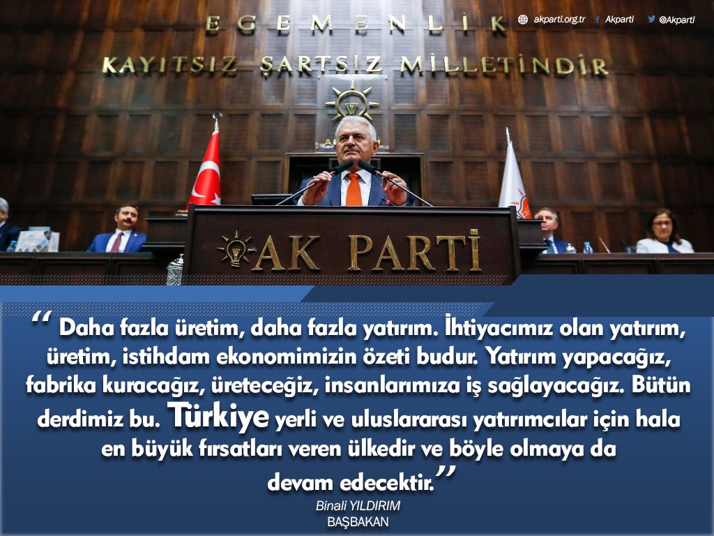 Akparti's tweet photo. "Türkiye yerli ve uluslararası yatırımcılar için hala en büyük fırsatları veren ülkedir ve böyle olmaya da devam edecektir." https://t.co/ITGYVwtknh