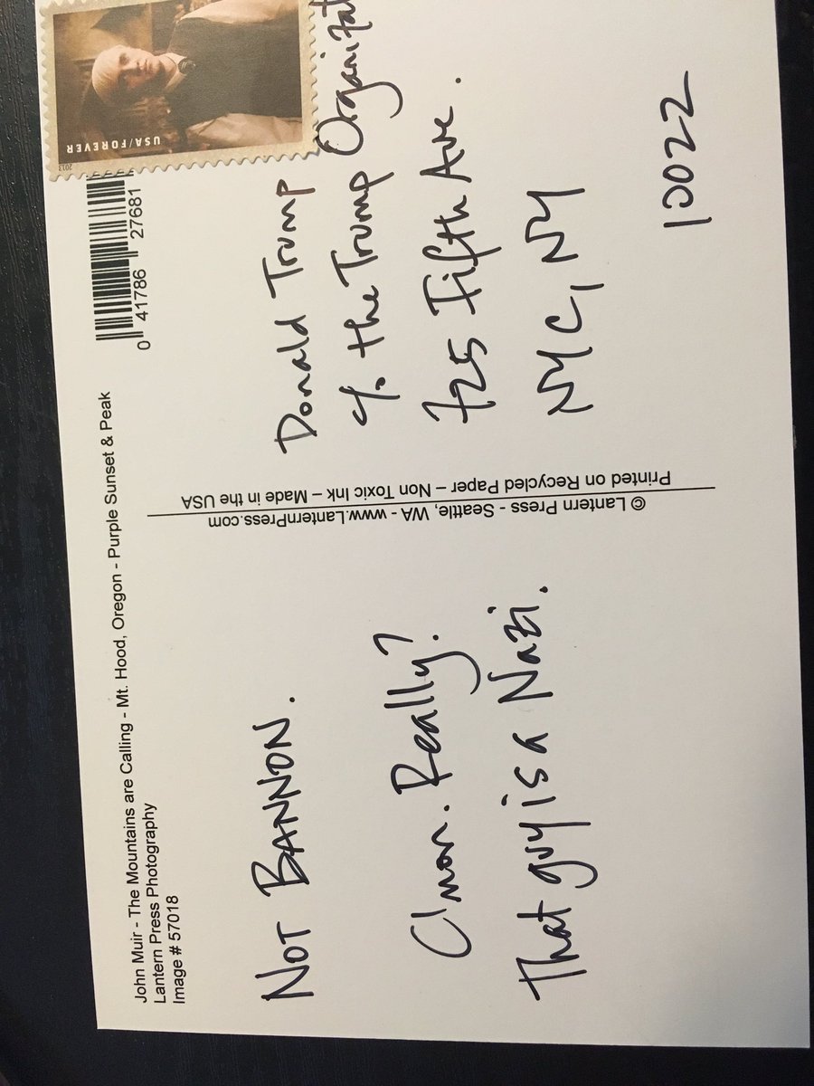jfdubiner's tweet photo. Too much?  #postcardavalanche #StopBannon https://t.co/Be7N6kUb1N