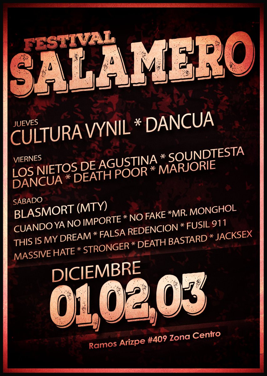 SOCIA_APP's tweet photo. Festival @SalameroBar , trae para ti un evento único en #Saltillo, celebrando un año mas
#EnjoyTheMusic
Info: https://t.co/8fqvHO1s2Q https://t.co/IAdjlWB5cC