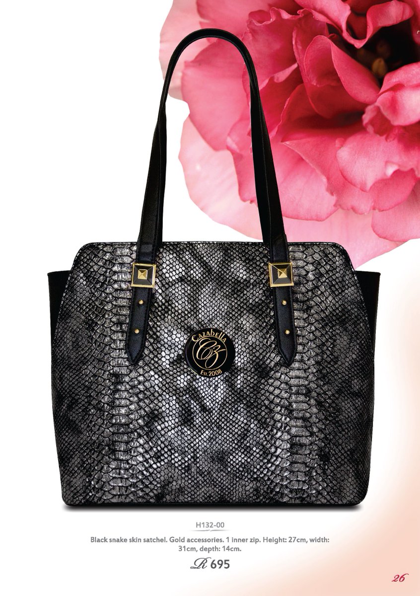 Cazabella_SA's tweet photo. Black snake skin satchel. H132-00 @ R695
#Handbag #socialenvy #cazabella #trendy #accessories #style #fashionista #instabag #baggram https://t.co/MMgexgXC10