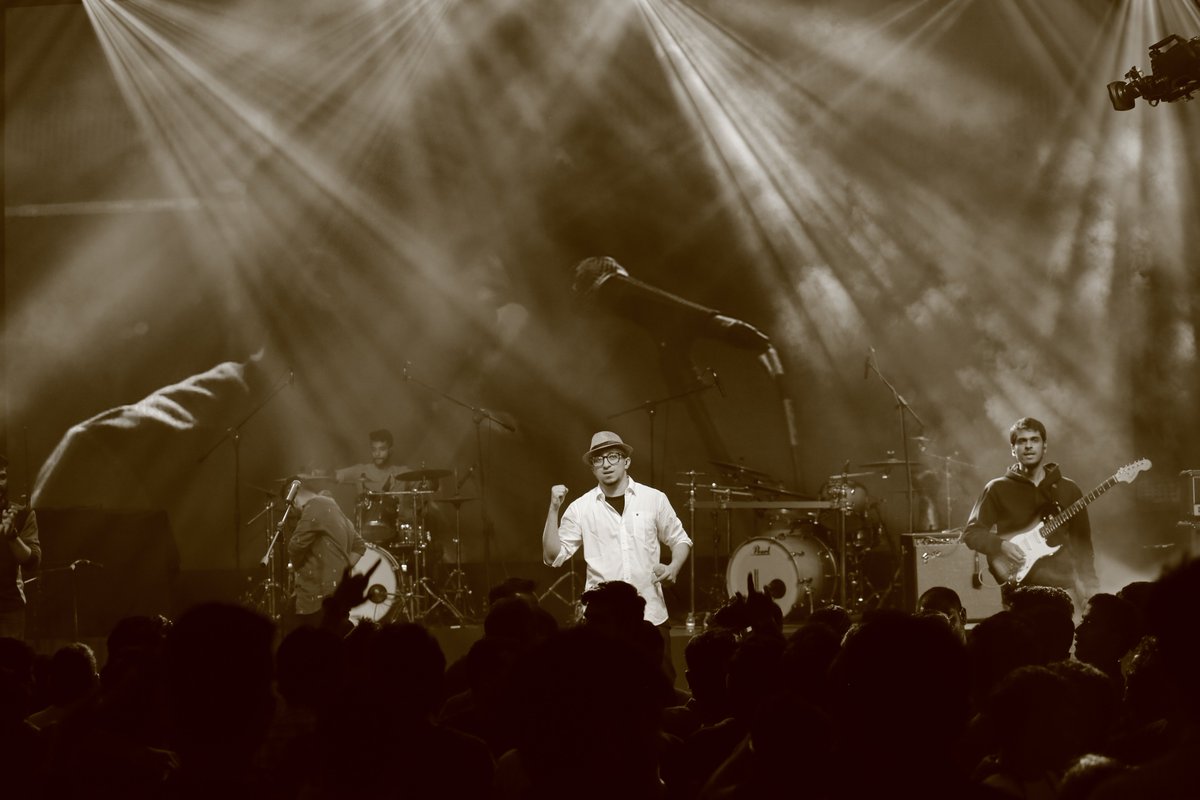 COWRKS's tweet photo. A glimpse of the abundant energy @BrodhaV brought with him on stage while performing at #MyWired. There's more coming up! #CoWrks #liveshow https://t.co/qtLlNyVuZS
