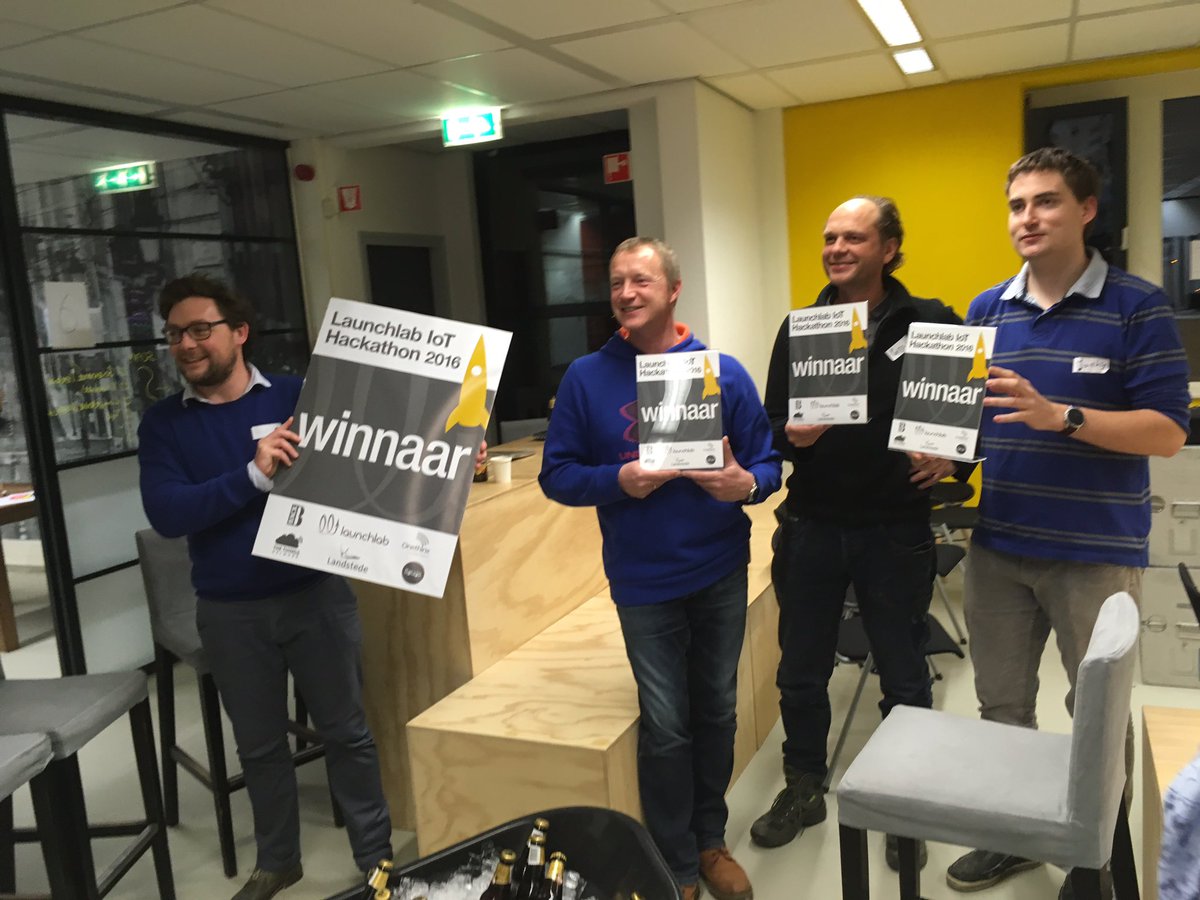 Winners of the <a href="/LaunchlabNL/">Launchlab</a> #hackathon2016 with the use of the #Marvin board. Thanks for having me <a href="/HenkBeijert/">Henk Beijert</a>!