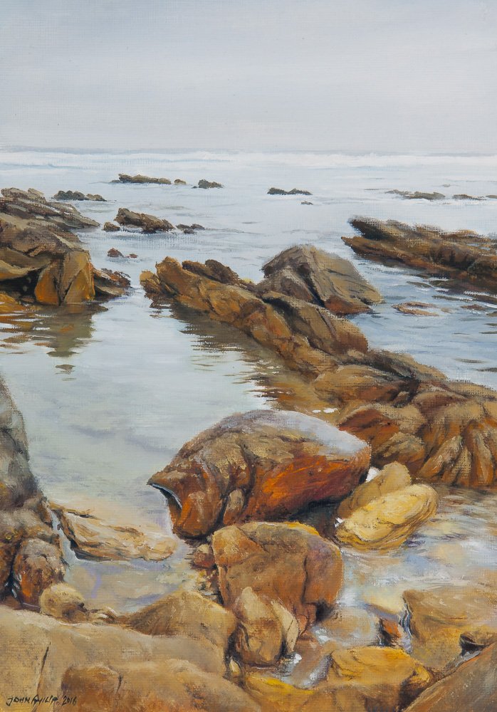 Rock pools at the beach in Port Elizabeth.
2016 | Oil painting on Canvas textured paper | 177 x 255mm
johnphilip.co.za/rock-pools/