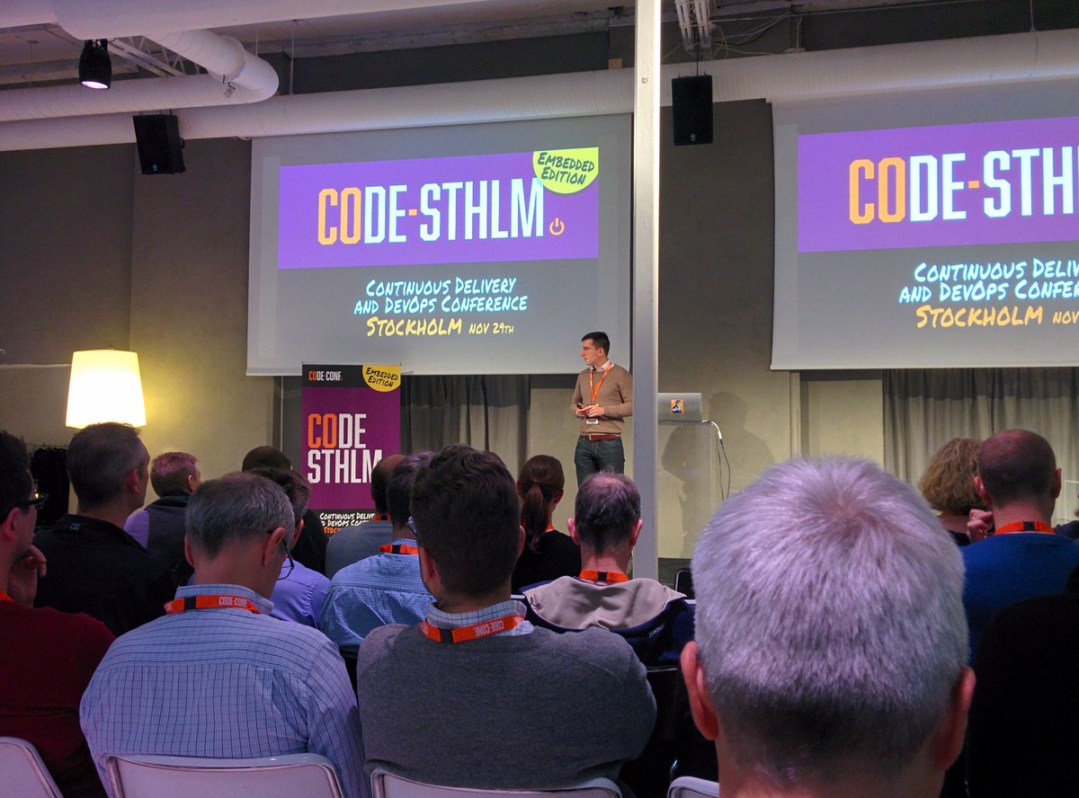 oleg_nenashev's tweet photo. #CoDeSTHLM has started. @Andrey9kin from @Praqma is talking about the history of CoDe events, which started as @jenkinsci meetups. https://t.co/U61eqN49Ma