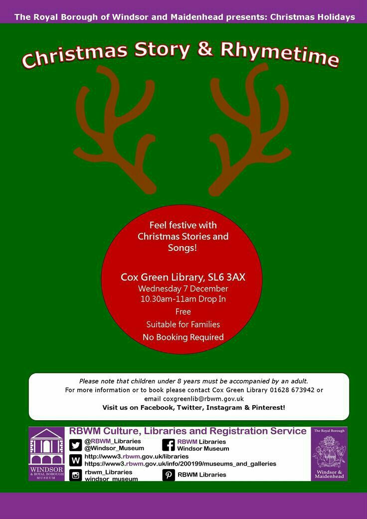 RBWM_Libraries's tweet photo. Get in the festive spirit with a Christmas #storiesandsongs at #CoxGreenLibrary next week! #Itsbeginningtolookalotlikechristmas 🎅🎁🎄 https://t.co/H9rY1OzM8M