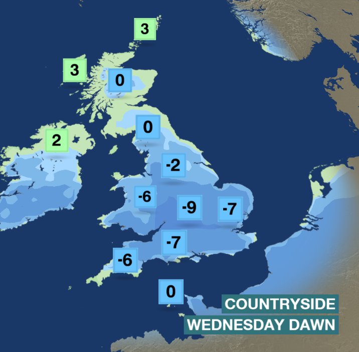 SimonOKing's tweet photo. Feeling the cold this morning?  You'll be feeling it even more tomorrow morning... ❄️😱 https://t.co/OALTAv8oDM