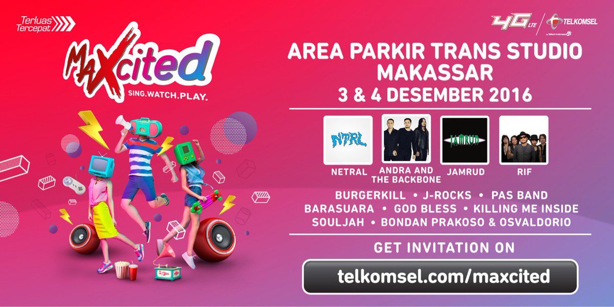 Telkomsel's tweet photo. Beragam band favorit dan experience digital seru dapat kamu temukan di #TselMAXcited! Kunjungi https://t.co/xCVx2JPQkB untuk info lengkapnya https://t.co/TbY7me0rYa