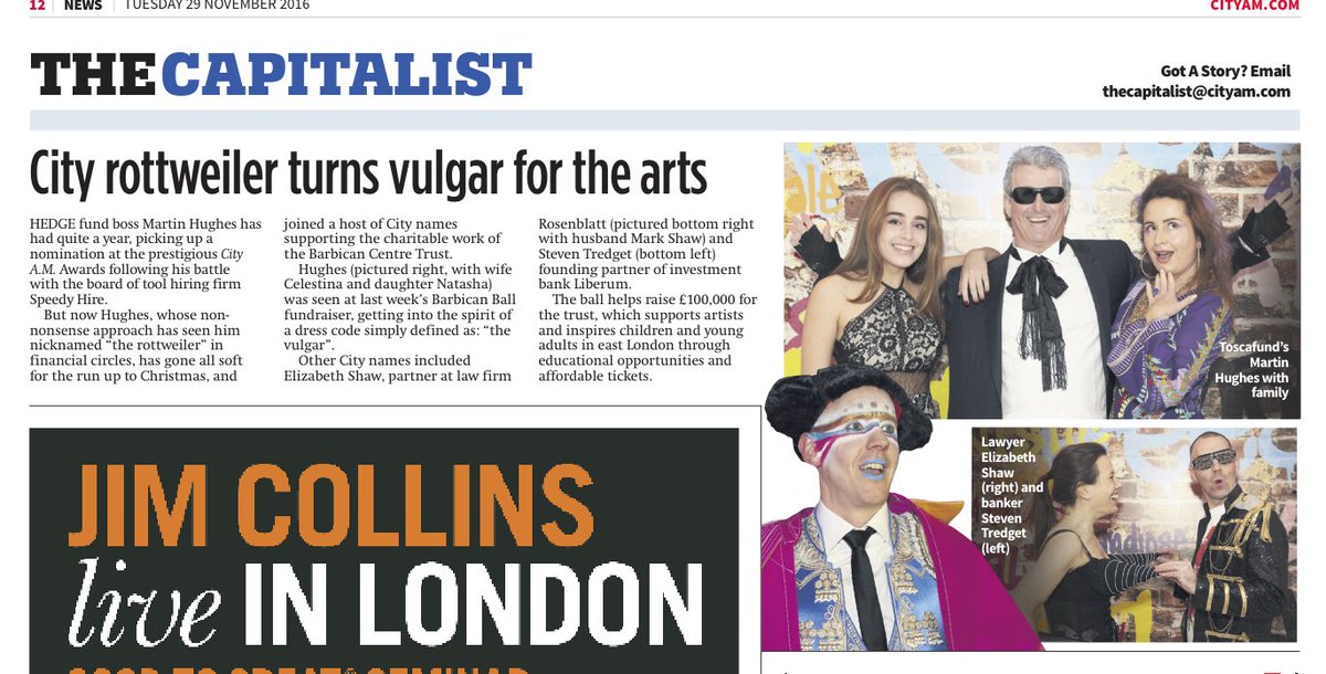 emmavkane's tweet photo. Lovely piece @CityAM re @BarbicanBall huge thanks to founder sponsors @Q_LDN &amp; @EmperorTalks would not have been poss without you #charity https://t.co/U3fprf0u6a