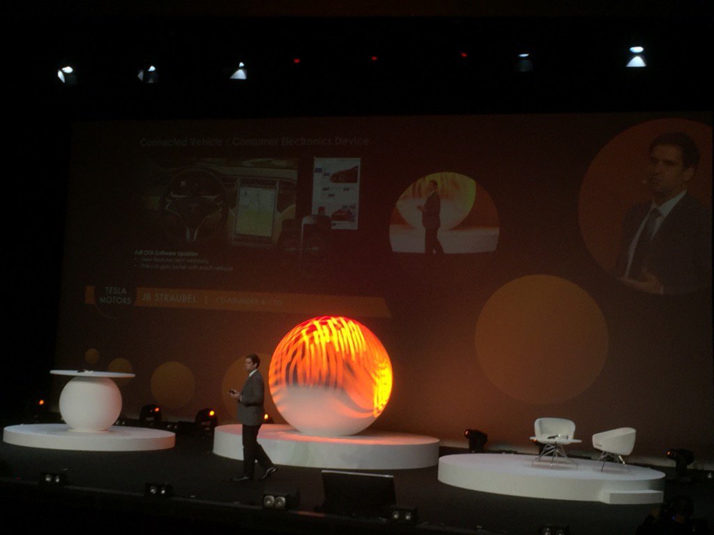 iotfablab's tweet photo. @TeslaMotors CTO Straubel about #innovation in #Automotive - from #sensors #data to #autonomousdriving #Trustech2016 https://t.co/ZBdw9Hhv7U