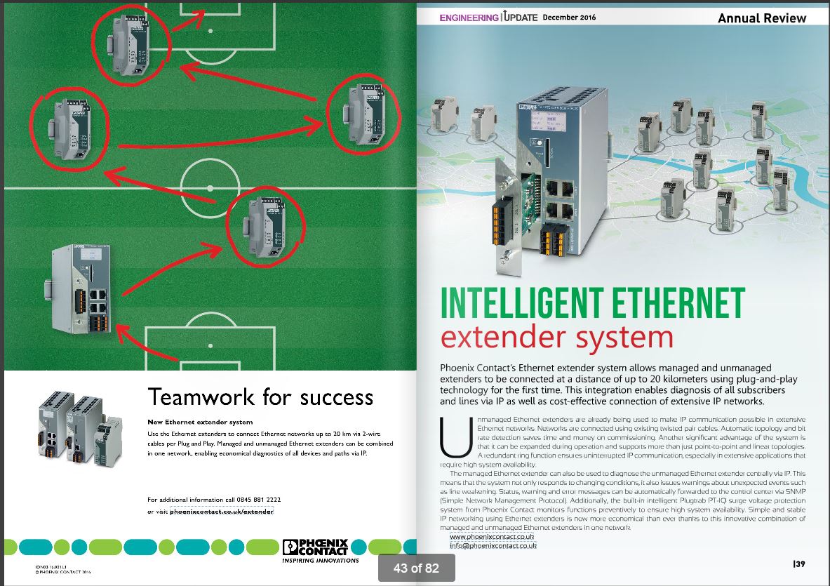 PhoenixContactU's tweet photo. The new #Ethernet Extender system is featured in this month's @Engupdatemag - Take a look here: https://t.co/mhsqhF1Cqq #networks #IIoT https://t.co/b18nVoSyRq