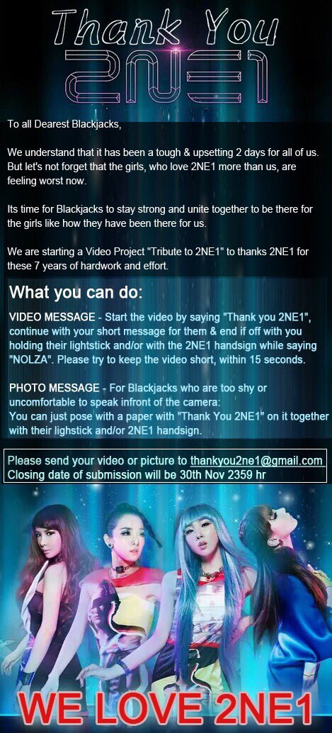 ChaeraWorld's tweet photo. [Project:Tribute to 2NE1] Deadline extended to 7th Dec 2359 KST so more BJs can participate. Let's try to keep it positive for the gals. https://t.co/C6UyYBmF1k