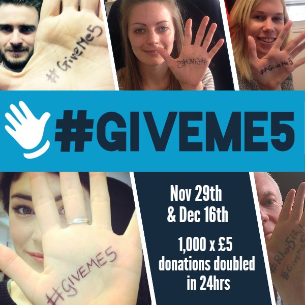 Its #GivingTuesday a global day of giving! Donate £5 to a local #charity on <a href="/Localgiving/">Localgiving</a> &amp; it could be doubled with our #GiveMe5 campaign