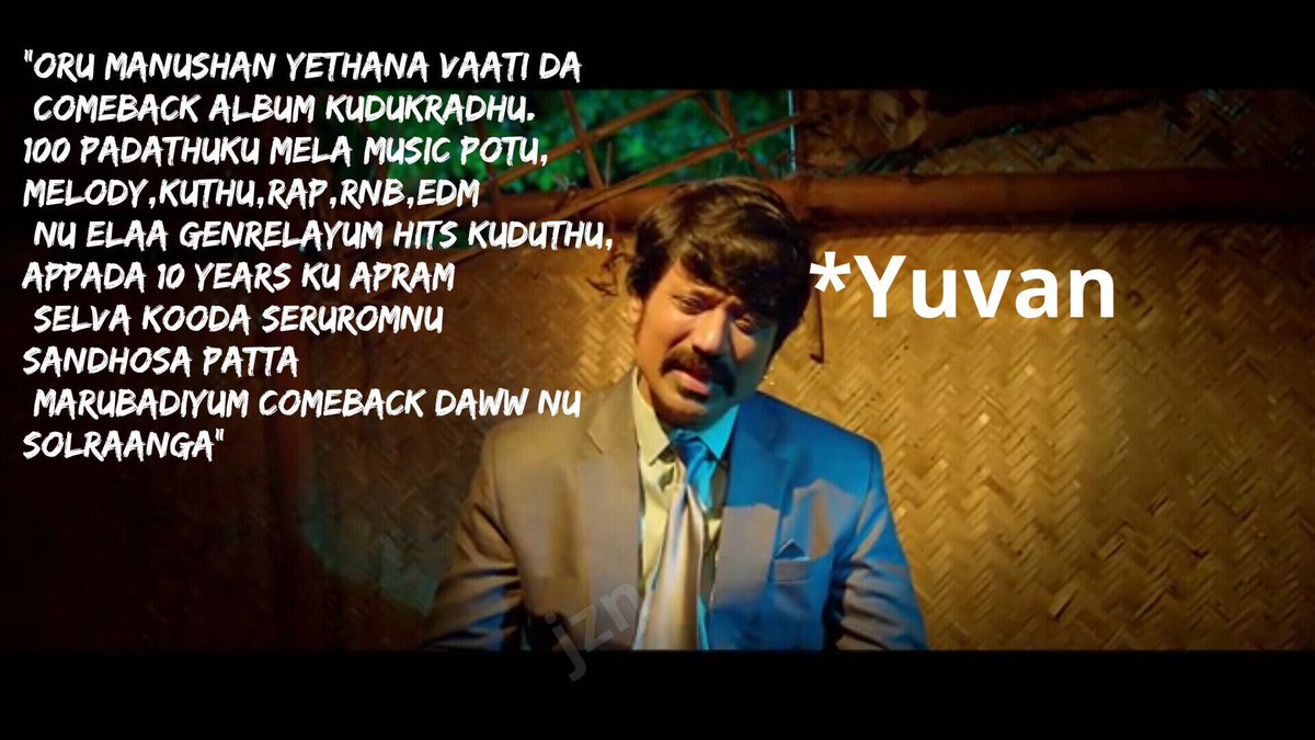 dhanushkraja's tweet photo. Hahahahah !! Loved this one. @thisisysr #yuvanrocks #trendsetter https://t.co/vjBH1apEq2