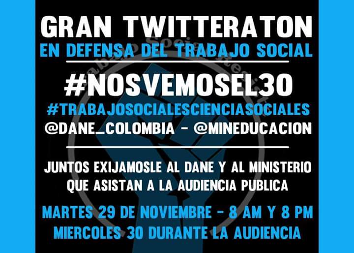 RENACE_TS's tweet photo. ¡HOY! GRAN TWITTERATON: Sres. @DANE_Colombia - @Mineducacion #NosVemosEl30 en la Audiencia Pública en Defensa de TS. https://t.co/l3y39Wfo32