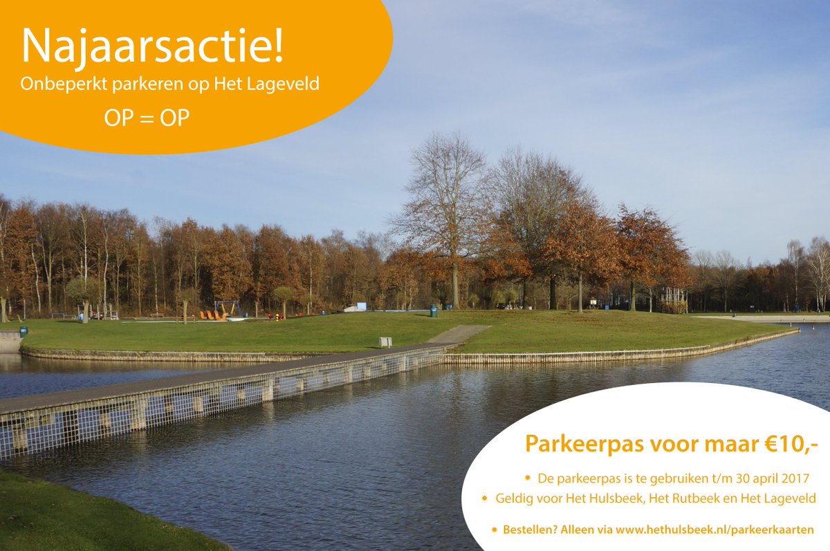#NAJAARSACTIE! #Parkeerpas van <a href="/rutbeekhet/">Het Rutbeek</a>, <a href="/Hulsbeekbeheer/">Het Hulsbeek</a> en <a href="/HetLageveld/">Het Lageveld</a> voor maar €10,-.  Bestel nu via bit.ly/2fXff9L #OP=OP!