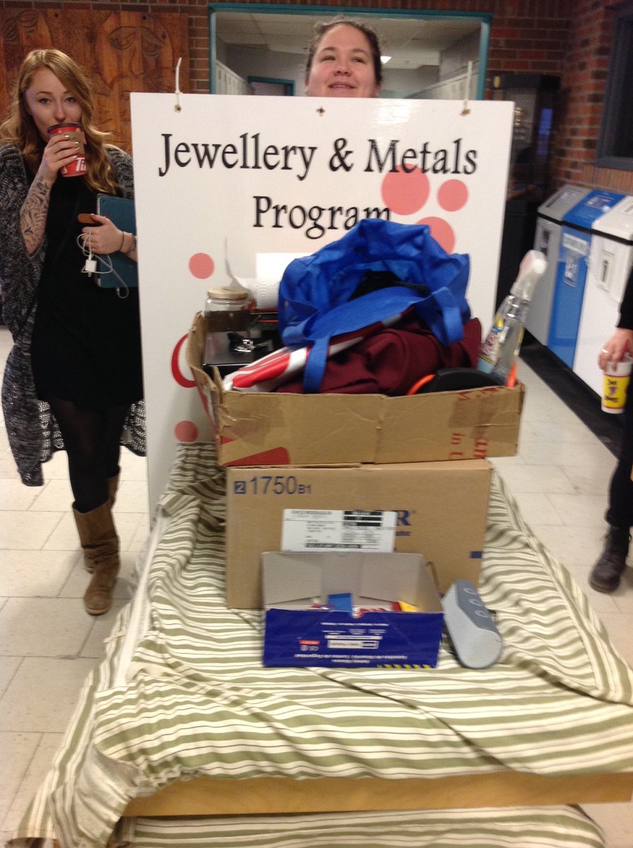 Jewellery students heading over to C building 2nd floor foyer <a href="/georgiancollege/">Georgian College</a> to set up the Christmas Sale.