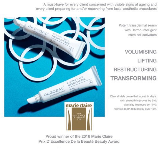 DrGobacSA's tweet photo. DR GOBAC BIORESTORE NEEDLE-FREE is Marie Claire's Winner for best local product! #drgobac #biorestore #needlefree https://t.co/wkCNrViCPj