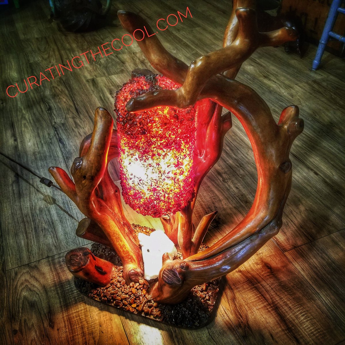 CuratingtheCool's tweet photo. Funky 1970s wood &amp;  amber lamp in the shop now! Stop by today 10-6 and check it out! 

#vintage #designthinking #design #style #art https://t.co/X4W8iGRKDA