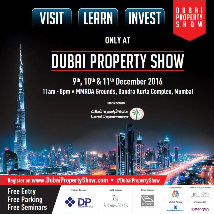 DubaiPrptyShow's tweet photo. Attend Free Seminars to learn more on why you should invest in Dubai.
9-11 December
#Mumbai

Pre-register: https://t.co/ZVYdj2FPtZ

#DPS2016 https://t.co/DkUjVKQPWO