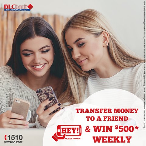 BLCBank's tweet photo. Transfer money to a friend using #HEYBLC for a chance to win $500! Click here: https://t.co/OQGDKYdLGd or call 1510 now.
#mobilepayments https://t.co/MgVLLZTQkp
