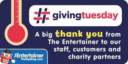 EntertainerToys's tweet photo. Today is #GivingTuesday and we're taking the time to thank our staff, customers and charity partners for all their support! https://t.co/HwLbJQuKQf
