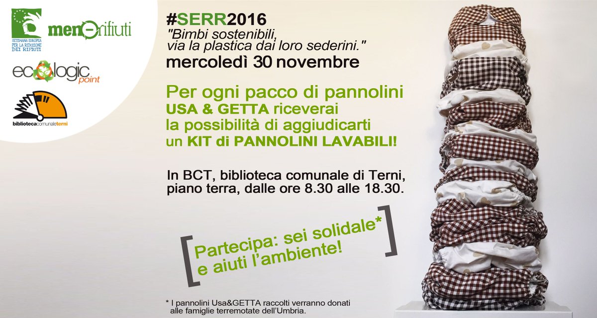 EcologicpointTR's tweet photo. Domani @menorifiuti ,Bct a Terni: Ecologicpoint presenta: Bimbi sostenibili, via la plastica dai loro sederini! https://t.co/4zsxNRrJTA https://t.co/u7WvOmZ21D