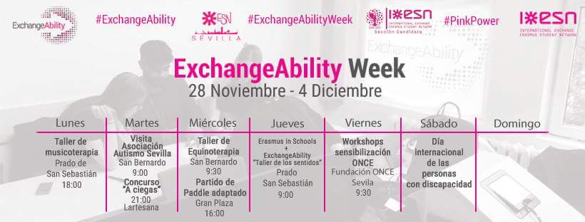 ESNSevilla's tweet photo. Actividades para la #ExchangeAbilityWeek #Pinkpower #ThisIsESN Buenas acciones para recordar. No te lo pierdas. https://t.co/0lcrETCBhJ